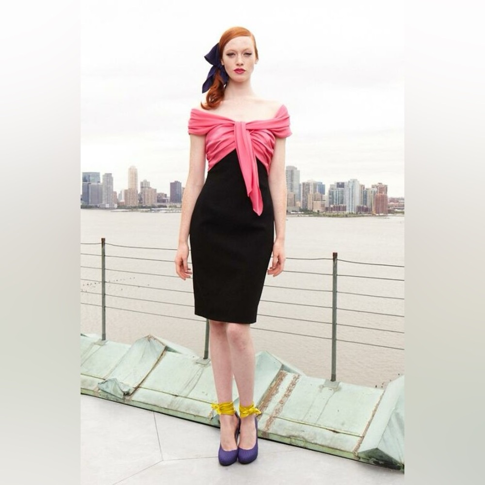 Paule Ka women sweetheart Pink and Black Dress size 40 - Picture 1 of 8
